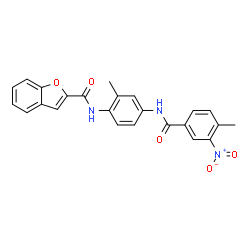 ChemSpider 2D Image | N-{2-Methyl-4-[(4-methyl-3-nitrobenzoyl)amino]phenyl}-1-benzofuran-2-carboxamide | C24H19N3O5