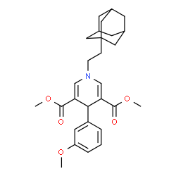 ChemSpider 2D Image | Dimethyl 1-[2-(adamantan-1-yl)ethyl]-4-(3-methoxyphenyl)-1,4-dihydro-3,5-pyridinedicarboxylate | C28H35NO5