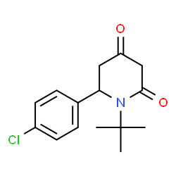 ChemSpider 2D Image | 6-(4-Chlorophenyl)-1-(2-methyl-2-propanyl)-2,4-piperidinedione | C15H18ClNO2