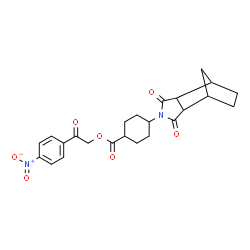 ChemSpider 2D Image | 2-(4-Nitrophenyl)-2-oxoethyl 4-(3,5-dioxo-4-azatricyclo[5.2.1.0~2,6~]dec-4-yl)cyclohexanecarboxylate | C24H26N2O7