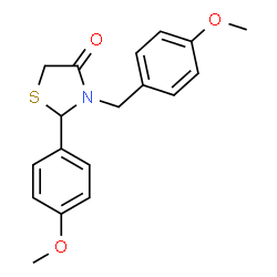 ChemSpider 2D Image | 3-(4-Methoxybenzyl)-2-(4-methoxyphenyl)-1,3-thiazolidin-4-one | C18H19NO3S