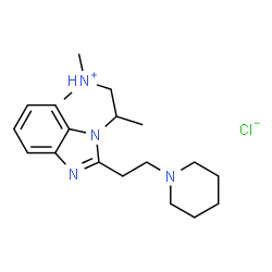 ChemSpider 2D Image | N,N-Dimethyl-2-{2-[2-(1-piperidinyl)ethyl]-1H-benzimidazol-1-yl}-1-propanaminium chloride | C19H31ClN4