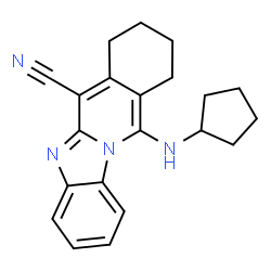 ChemSpider 2D Image | 11-(Cyclopentylamino)-7,8,9,10-tetrahydrobenzimidazo[1,2-b]isoquinoline-6-carbonitrile | C21H22N4