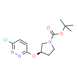 ChemSpider 2D Image | TERT-BUTYL (3R)-3-[(6-CHLOROPYRIDAZIN-3-YL)OXY]PYRROLIDINE-1-CARBOXYLATE | C13H18ClN3O3