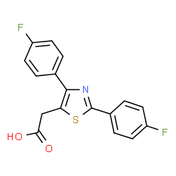 ChemSpider 2D Image | [2,4-Bis(4-fluorophenyl)-1,3-thiazol-5-yl]acetic acid | C17H11F2NO2S