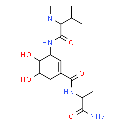 ChemSpider 2D Image | N-(1-Amino-1-oxo-2-propanyl)-4,5-dihydroxy-3-[(N-methylvalyl)amino]-1-cyclohexene-1-carboxamide | C16H28N4O5