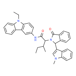 ChemSpider 2D Image | N-(9-Ethyl-9H-carbazol-3-yl)-3-methyl-2-[1-(1-methyl-1H-indol-3-yl)-3-oxo-1,3-dihydro-2H-isoindol-2-yl]pentanamide | C37H36N4O2