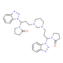 ChemSpider 2D Image | 1,1'-{Dihydropyrimidine-1,3(2H,4H)-diylbis[1-(1H-benzotriazol-1-yl)propane-3,1-diyl]}dipyrrolidin-2-one | C30H38N10O2