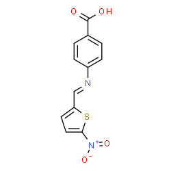 ChemSpider 2D Image | 4-{(E)-[(5-Nitro-2-thienyl)methylene]amino}benzoic acid | C12H8N2O4S