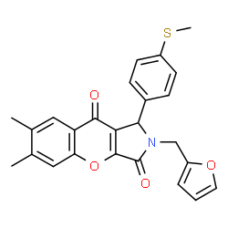 ChemSpider 2D Image | 2-(2-Furylmethyl)-6,7-dimethyl-1-[4-(methylsulfanyl)phenyl]-1,2-dihydrochromeno[2,3-c]pyrrole-3,9-dione | C25H21NO4S