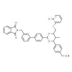 ChemSpider 2D Image | 2-{[4'-(4-[4-(Hydroxymethyl)phenyl]-5-methyl-6-{[(1-oxido-2-pyridinyl)sulfanyl]methyl}-1,3-dioxan-2-yl)-3-biphenylyl]methyl}-1H-isoindole-1,3(2H)-dione | C39H34N2O6S