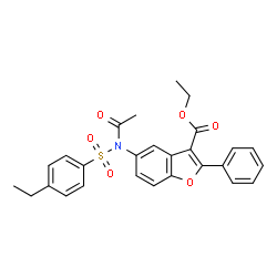 ChemSpider 2D Image | Ethyl 5-{acetyl[(4-ethylphenyl)sulfonyl]amino}-2-phenyl-1-benzofuran-3-carboxylate | C27H25NO6S
