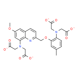 ChemSpider 2D Image | {[2-({8-[Bis(carboxylatomethyl)amino]-6-methoxy-2-quinolinyl}methoxy)-4-methylphenyl](carboxylatomethyl)amino}acetate | C26H23N3O10