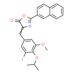 ChemSpider 2D Image | 4-(3-Iodo-4-isopropoxy-5-methoxybenzylidene)-2-(2-naphthyl)-1,3-oxazol-5(4H)-one | C24H20INO4