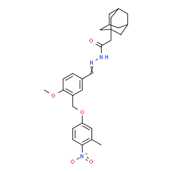 ChemSpider 2D Image | 2-(Adamantan-1-yl)-N'-{4-methoxy-3-[(3-methyl-4-nitrophenoxy)methyl]benzylidene}acetohydrazide | C28H33N3O5