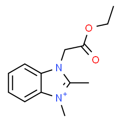 ChemSpider 2D Image | 1-(2-Ethoxy-2-oxoethyl)-2,3-dimethyl-1H-3,1-benzimidazol-3-ium | C13H17N2O2