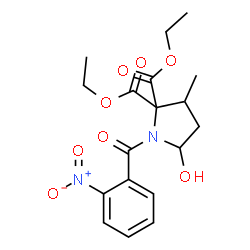 ChemSpider 2D Image | Diethyl 5-hydroxy-3-methyl-1-(2-nitrobenzoyl)-2,2-pyrrolidinedicarboxylate | C18H22N2O8