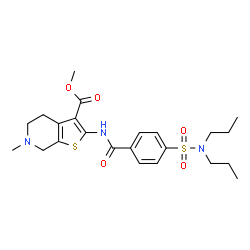 ChemSpider 2D Image | Methyl 2-{[4-(dipropylsulfamoyl)benzoyl]amino}-6-methyl-4,5,6,7-tetrahydrothieno[2,3-c]pyridine-3-carboxylate | C23H31N3O5S2