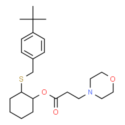 ChemSpider 2D Image | 2-{[4-(2-Methyl-2-propanyl)benzyl]sulfanyl}cyclohexyl 3-(4-morpholinyl)propanoate | C24H37NO3S