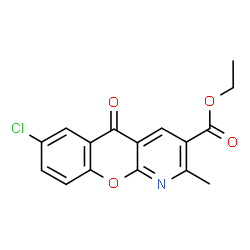 ChemSpider 2D Image | Ethyl 7-chloro-2-methyl-5-oxo-5H-chromeno[2,3-b]pyridine-3-carboxylate | C16H12ClNO4