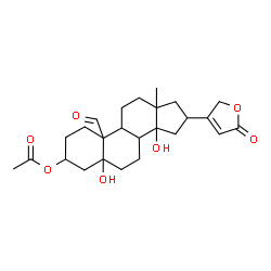 ChemSpider 2D Image | 5,14-Dihydroxy-19-oxo-16-(5-oxo-2,5-dihydro-3-furanyl)androstan-3-yl acetate | C25H34O7