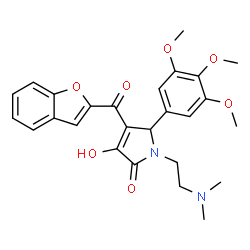 ChemSpider 2D Image | 4-(1-Benzofuran-2-ylcarbonyl)-1-[2-(dimethylamino)ethyl]-3-hydroxy-5-(3,4,5-trimethoxyphenyl)-1,5-dihydro-2H-pyrrol-2-one | C26H28N2O7