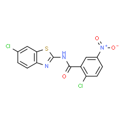 ChemSpider 2D Image | 2-Chloro-N-(6-chloro-1,3-benzothiazol-2-yl)-5-nitrobenzamide | C14H7Cl2N3O3S