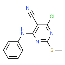 ChemSpider 2D Image | 4-Anilino-6-chloro-2-(methylsulfanyl)-5-pyrimidinecarbonitrile | C12H9ClN4S
