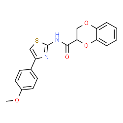 ChemSpider 2D Image | N-[4-(4-Methoxyphenyl)-1,3-thiazol-2-yl]-2,3-dihydro-1,4-benzodioxine-2-carboxamide | C19H16N2O4S