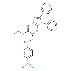 ChemSpider 2D Image | Ethyl [(4,5-diphenyl-4H-1,2,4-triazol-3-yl)sulfanyl][(4-nitrophenyl)hydrazono]acetate | C24H20N6O4S