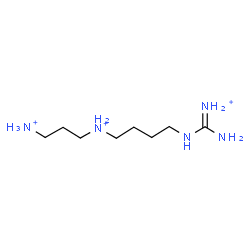 ChemSpider 2D Image | N-(4-{[Ammonio(imino)methyl]amino}butyl)-1,3-propanediaminium | C8H24N5