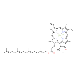ChemSpider 2D Image | [Methyl (3S,4S,21R)-14-ethyl-4,8,13,18-tetramethyl-20-oxo-3-(3-oxo-3-{[(2E,6E,10E)-3,7,11,15-tetramethyl-2,6,10,14-hexadecatetraen-1-yl]oxy}propyl)-9-vinyl-21-phorbinecarboxylatato(2-)-kappa~4~N~23~,N
~24~,N~25~,N~26~]magnesium | C55H66MgN4O5