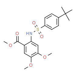 ChemSpider 2D Image | Methyl 4,5-dimethoxy-2-({[4-(2-methyl-2-propanyl)phenyl]sulfonyl}amino)benzoate | C20H25NO6S
