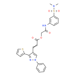 ChemSpider 2D Image | 2-{[3-(Dimethylsulfamoyl)phenyl]amino}-2-oxoethyl 3-[1-phenyl-3-(2-thienyl)-1H-pyrazol-4-yl]acrylate | C26H24N4O5S2