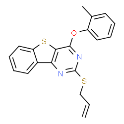 ChemSpider 2D Image | 2-(Allylsulfanyl)-4-(2-methylphenoxy)[1]benzothieno[3,2-d]pyrimidine | C20H16N2OS2