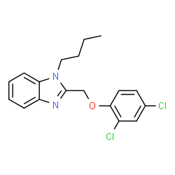 ChemSpider 2D Image | 1-Butyl-2-[(2,4-dichlorophenoxy)methyl]-1H-benzimidazole | C18H18Cl2N2O