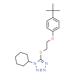 ChemSpider 2D Image | 1-Cyclohexyl-5-({2-[4-(2-methyl-2-propanyl)phenoxy]ethyl}sulfanyl)-1H-tetrazole | C19H28N4OS