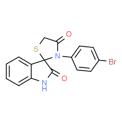 ChemSpider 2D Image | 3'-(4-Bromophenyl)-4'H-spiro[indole-3,2'-[1,3]thiazolidine]-2,4'(1H)-dione | C16H11BrN2O2S