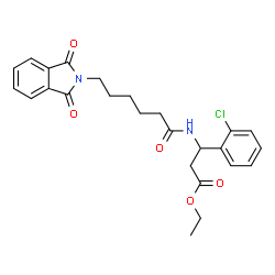 ChemSpider 2D Image | Ethyl 3-(2-chlorophenyl)-3-{[6-(1,3-dioxo-1,3-dihydro-2H-isoindol-2-yl)hexanoyl]amino}propanoate | C25H27ClN2O5