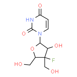 ChemSpider 2D Image | 1-[3-Deoxy-3-fluoro-3-(hydroxymethyl)pentofuranosyl]-2,4(1H,3H)-pyrimidinedione | C10H13FN2O6