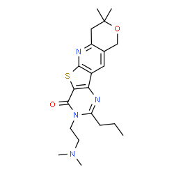 ChemSpider 2D Image | 3-[2-(Dimethylamino)ethyl]-8,8-dimethyl-2-propyl-7,10-dihydro-8H-pyrano[3'',4'':5',6']pyrido[3',2':4,5]thieno[3,2-d]pyrimidin-4(3H)-one | C21H28N4O2S