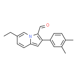 ChemSpider 2D Image | 2-(3,4-Dimethylphenyl)-6-ethyl-3-indolizinecarbaldehyde | C19H19NO