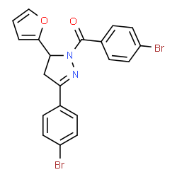 ChemSpider 2D Image | (4-Bromophenyl)[3-(4-bromophenyl)-5-(2-furyl)-4,5-dihydro-1H-pyrazol-1-yl]methanone | C20H14Br2N2O2
