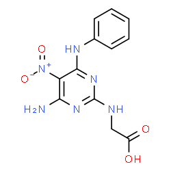 ChemSpider 2D Image | N-(4-Amino-6-anilino-5-nitro-2-pyrimidinyl)glycine | C12H12N6O4