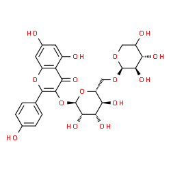 ChemSpider 2D Image | 5,7-Dihydroxy-2-(4-hydroxyphenyl)-4-oxo-4H-chromen-3-yl 6-O-[(4xi)-beta-L-threo-pentopyranosyl]-alpha-D-mannopyranoside | C26H28O15