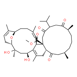 ChemSpider 2D Image | Methyl (1S,2R,4S,8R,11R,15S,21R,22R,23Z,27R)-2,4-dihydroxy-18-isopropyl-2,6,11,15,24,28-hexamethyl-9,16,19-trioxo-31-oxatetracyclo[25.3.1.0~5,22~.0~8,21~]hentriaconta-5,23,28-triene-21-carboxylate | C41H62O8