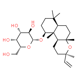 ChemSpider 2D Image | (3R,4aS,6aR,10S,10aR,10bS)-3,4a,7,7,10a-Pentamethyl-3-vinyldodecahydro-1H-benzo[f]chromen-10-yl beta-D-galactopyranoside | C26H44O7