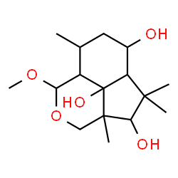 ChemSpider 2D Image | 1-Methoxy-3a,5,5,8-tetramethyldecahydro-8bH-cyclopenta[de]isochromene-4,6,8b-triol | C16H28O5