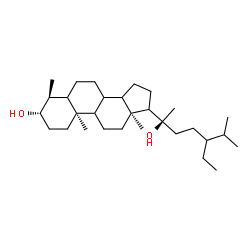 ChemSpider 2D Image | (3beta,4alpha,8xi,9xi,14xi,17xi,24xi)-4-Methylstigmastane-3,20-diol | C30H54O2
