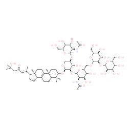 ChemSpider 2D Image | (3beta,5alpha)-25-Hydroxy-4,4-dimethyl-23-oxocholest-8-en-3-yl (4xi)-2-acetamido-2-deoxy-beta-D-xylo-hexopyranosyl-(1->4)-[(4xi)-D-xylo-hexopyranosyl-(1->2)-D-glucopyranosyl-(1->6)-(4xi)-2-acetamido-2
-deoxy-D-ribo-hexopyranosyl-(1->2)]-alpha-D-xylopyranoside | C62H102N2O27